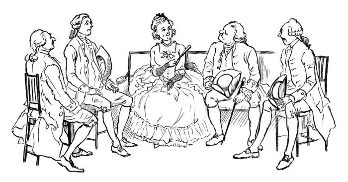 Framed Print : Georgian woman with four men Framed Print : Georgian woman with four men