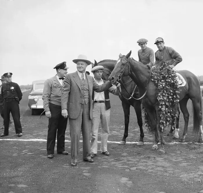 Framed Print : Georgie Woolf and Whirlaway in Winners Circle Framed Print : Georgie Woolf and Whirlaway in Winners Circle