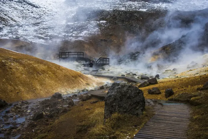 Framed Print : Geothermal field, fumaroles of Seltun, Krysavik, Iceland Framed Print : Geothermal field, fumaroles of Seltun, Krysavik, Iceland