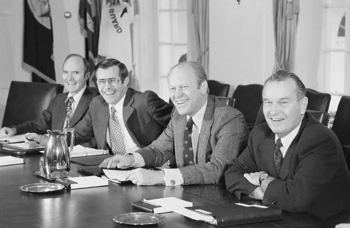 Framed Print : Gerald Ford and Others Discussing Budget Plans Framed Print : Gerald Ford and Others Discussing Budget Plans