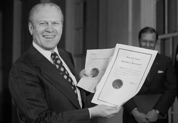 Framed Print : Gerald Ford Displays Vp Commission