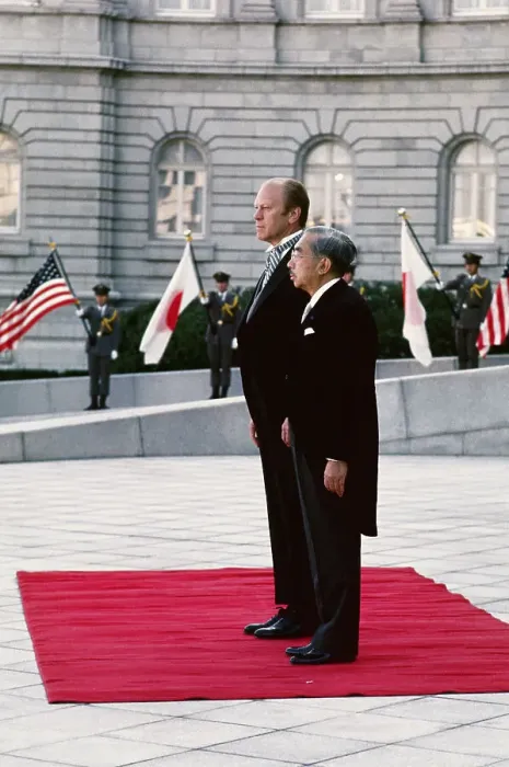 Framed Print : Gerald Ford and Emperor Hirohito Standing at Attention Framed Print : Gerald Ford and Emperor Hirohito Standing at Attention
