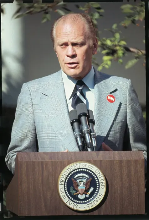 Framed Print : Gerald Ford Holding Press Conference Framed Print : Gerald Ford Holding Press Conference