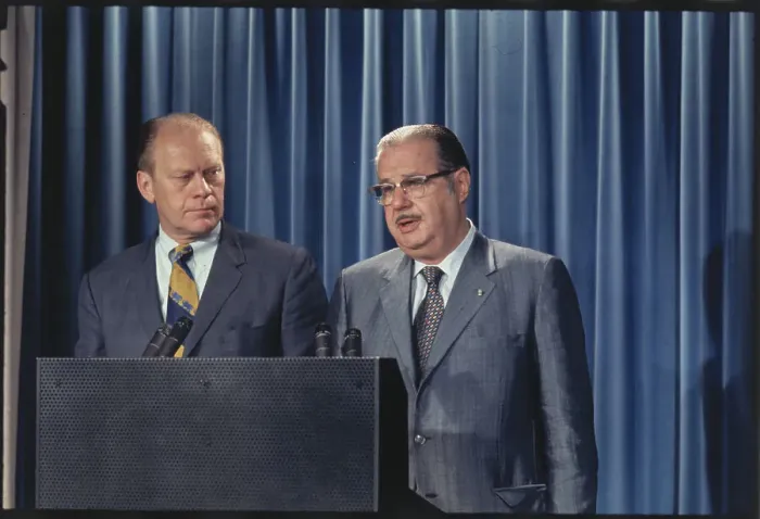 Framed Print : Gerald Ford with Hugh Scott