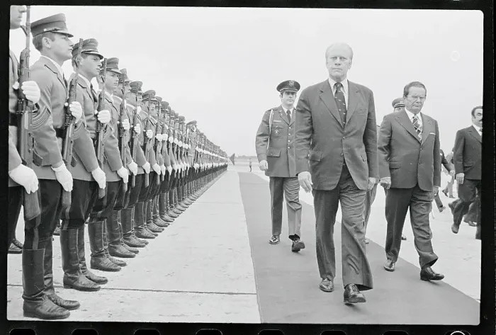 Framed Print : Gerald Ford and Josip Broz Tito Near Soldier Formation Framed Print : Gerald Ford and Josip Broz Tito Near Soldier Formation