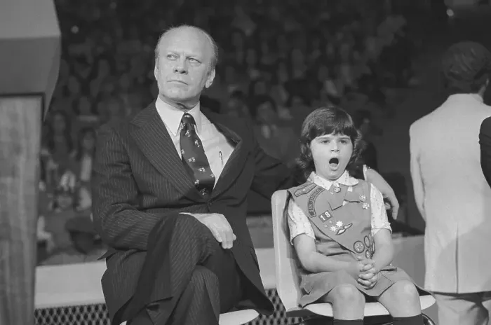 Framed Print : Gerald Ford Listening to Speech