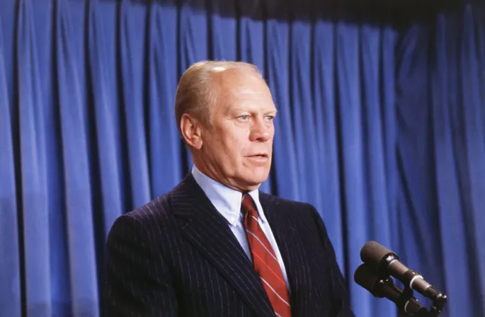 Framed Print : Gerald Ford at the Microphone Framed Print : Gerald Ford at the Microphone