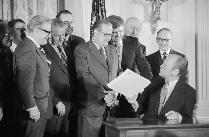 Framed Print : Gerald Ford and Others After Signing Bill Framed Print : Gerald Ford and Others After Signing Bill