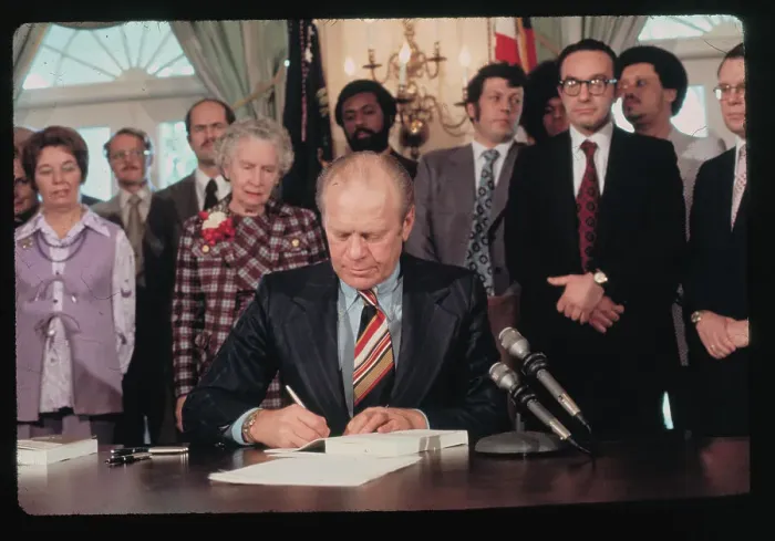 Framed Print : Gerald Ford Signing Economic Report Framed Print : Gerald Ford Signing Economic Report