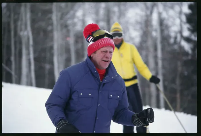 Framed Print : Gerald Ford in Skiing Action
