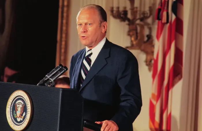 Framed Print : Gerald Ford Speaking to Crowd Framed Print : Gerald Ford Speaking to Crowd