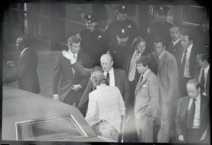 Framed Print : Gerald Ford Waving to the Crowd Framed Print : Gerald Ford Waving to the Crowd