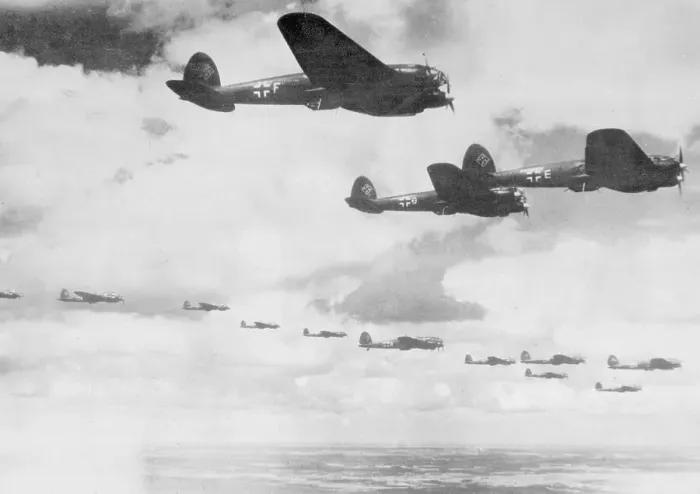 Framed Print : German Bombers in Flight over English Channel Framed Print : German Bombers in Flight over English Channel