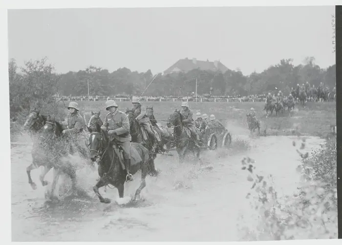 Framed Print : German Cavalry Crossing Lake