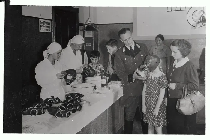 Framed Print : German Children Receiving Gas Masks Framed Print : German Children Receiving Gas Masks