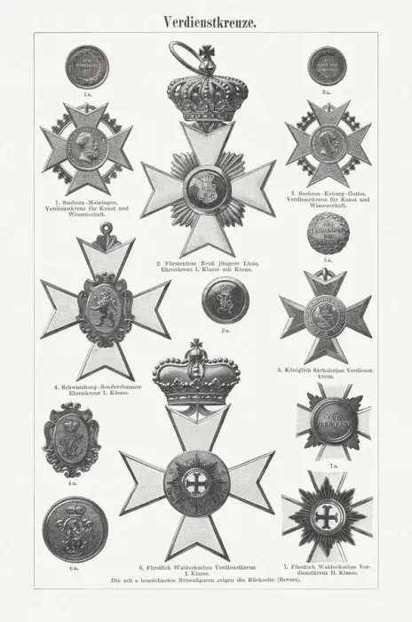 Framed Print : German Crosses of Merit, wood engravings, publisged in 1897 Framed Print : German Crosses of Merit, wood engravings, publisged in 1897