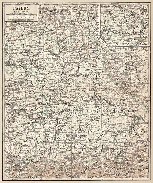 German federal state of Bavaria, lithograph, published in 1874
