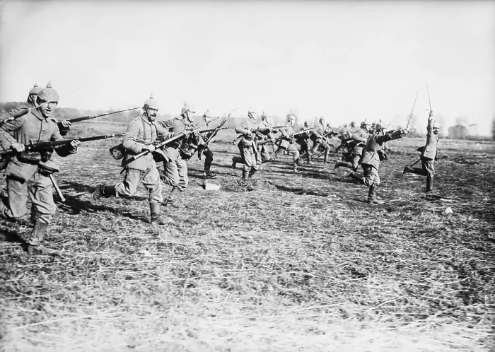 Framed Print : German Infantry Charging World War I