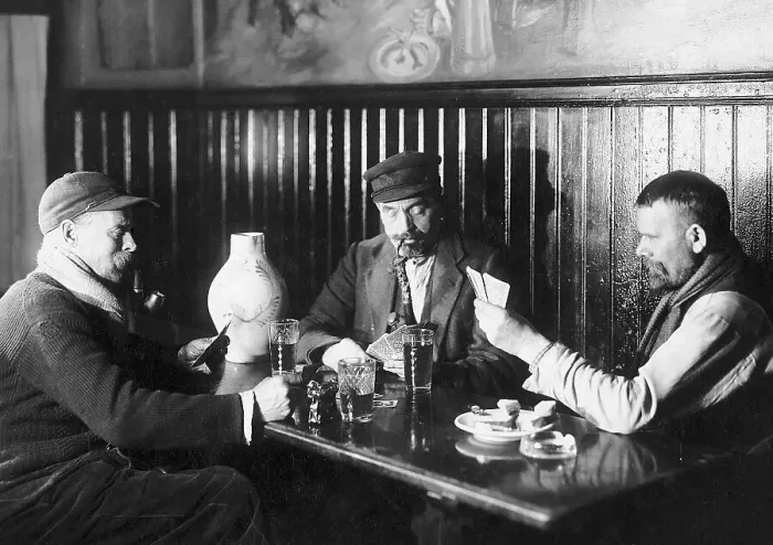 Framed Print : German Men Playing Poker At Inn Framed Print : German Men Playing Poker At Inn