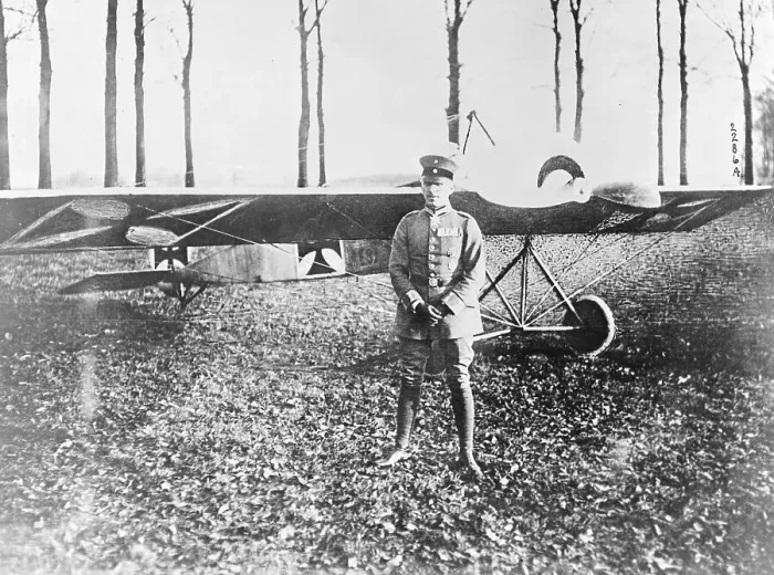 Framed Print : German Officer with Fokker Plane Framed Print : German Officer with Fokker Plane