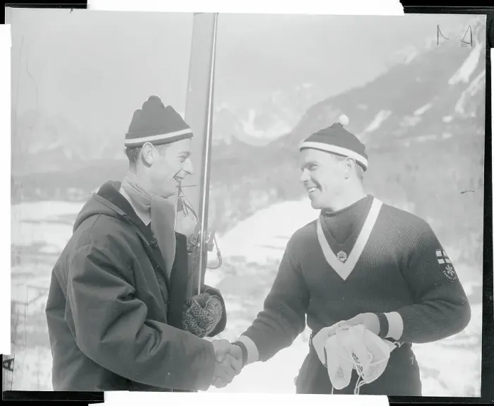 Framed Print : German Olympian Shaking Hand of Finnish Opponent Framed Print : German Olympian Shaking Hand of Finnish Opponent