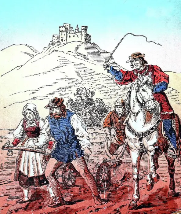 Framed Print : German Peasants War, 1524-1526, nobleman drives feudal farmers with a whip while ploughing, Germany, Historic, digitally restored reproduction of an original 19th century artwork, exact original date unknown Framed Print : German Peasants War, 1524-1526, nobleman drives feudal farmers with a whip while ploughing, Germany, Historic, digitally restored reproduction of an original 19th century artwork, exact original date unknown