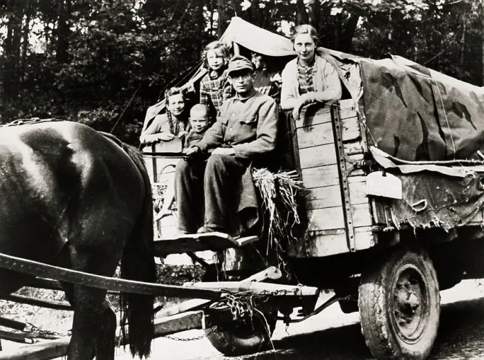 Framed Print : German Refugees With Horse Cart Framed Print : German Refugees With Horse Cart