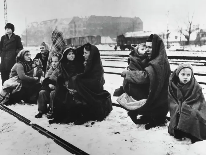 Framed Print : German Refugees Rest In The Snow Framed Print : German Refugees Rest In The Snow