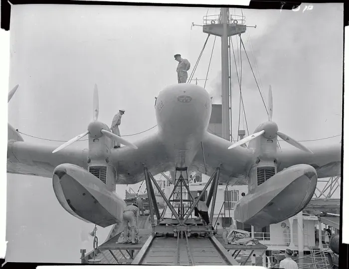 Framed Print : German Seaplane on Board Ship Framed Print : German Seaplane on Board Ship