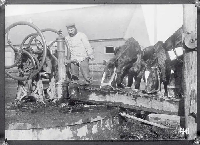 Framed Print : German Soldier Getting Water for Horses Framed Print : German Soldier Getting Water for Horses