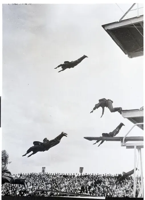 Framed Print : German Soldiers Dive in Full Field Gear