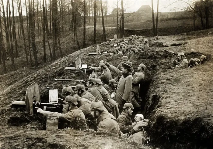 Framed Print : German Soldiers Fire From Trench In Wwi Framed Print : German Soldiers Fire From Trench In Wwi