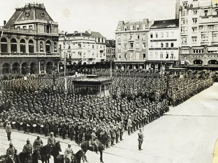 Framed Print : German Soldiers Gathered in Square Framed Print : German Soldiers Gathered in Square