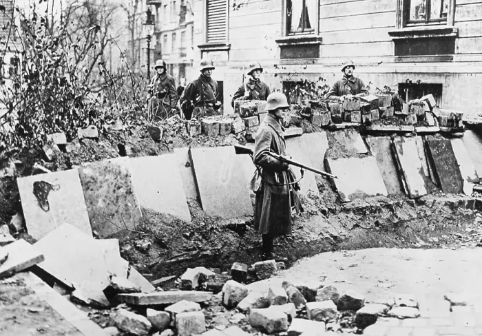 Framed Print : German Soldiers Guarding Area of Siege Framed Print : German Soldiers Guarding Area of Siege
