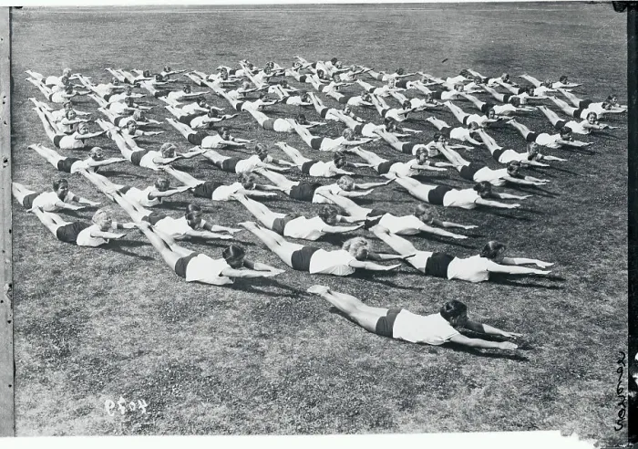 Framed Print : German Students Exercising Framed Print : German Students Exercising