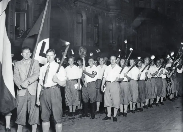 Framed Print : German Students Holding Torches