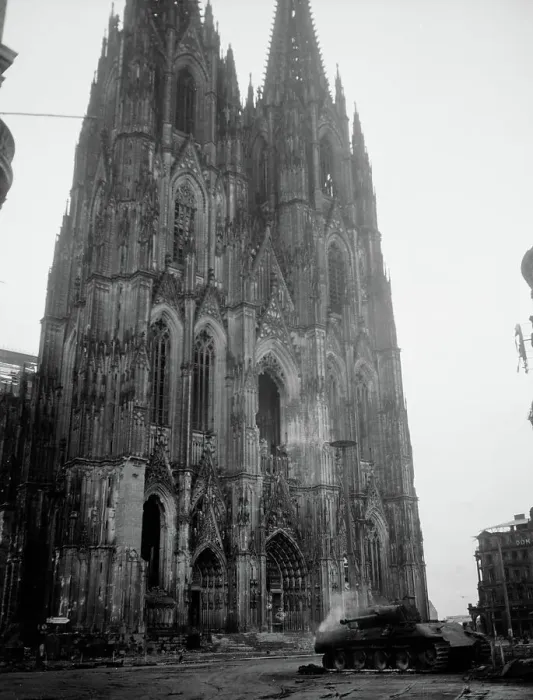 Framed Print : German Tank In Front of Cathedral Framed Print : German Tank In Front of Cathedral