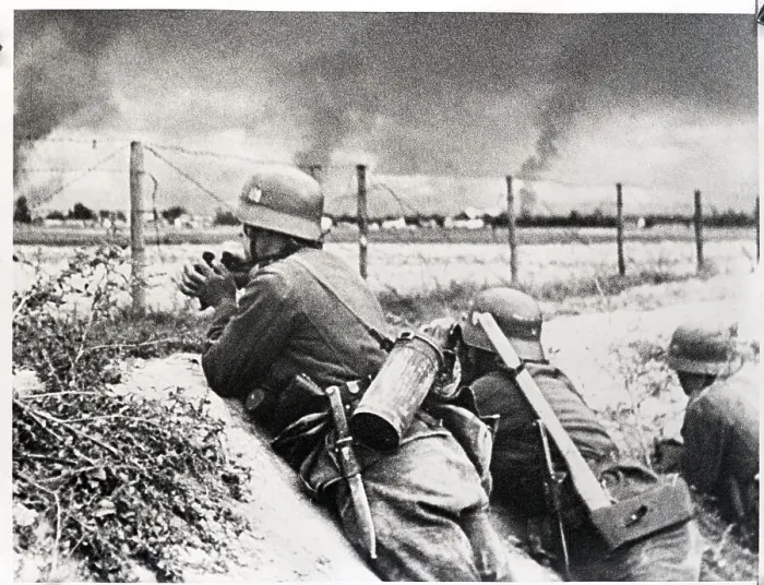 Framed Print : German Troops Watch a Polish Village Burn Framed Print : German Troops Watch a Polish Village Burn