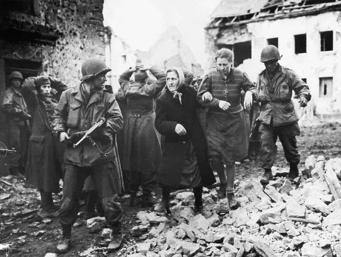 Framed Print : German Women and Troops in Holstum Framed Print : German Women and Troops in Holstum