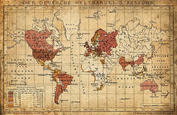 German world trade export map 1898