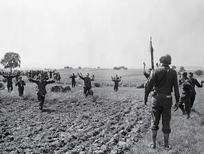 Framed Print : Germans Surrendering to Sergeant Dows Framed Print : Germans Surrendering to Sergeant Dows