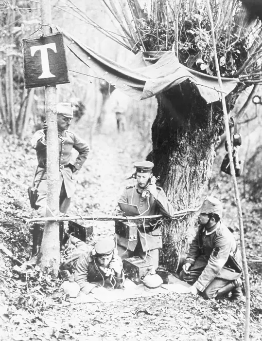Framed Print : Germans Using Field Telephone Framed Print : Germans Using Field Telephone