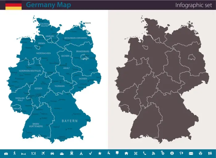 Framed Print : Germany Map - Infographic Set Framed Print : Germany Map - Infographic Set