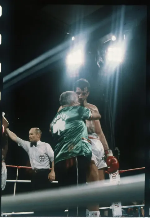 Framed Print : Gerry Cooney and Trainer Conceding Their Loss Framed Print : Gerry Cooney and Trainer Conceding Their Loss