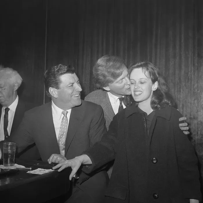 Framed Print : Gerry Mulligan Kissing Wife Sandy Dennis Framed Print : Gerry Mulligan Kissing Wife Sandy Dennis