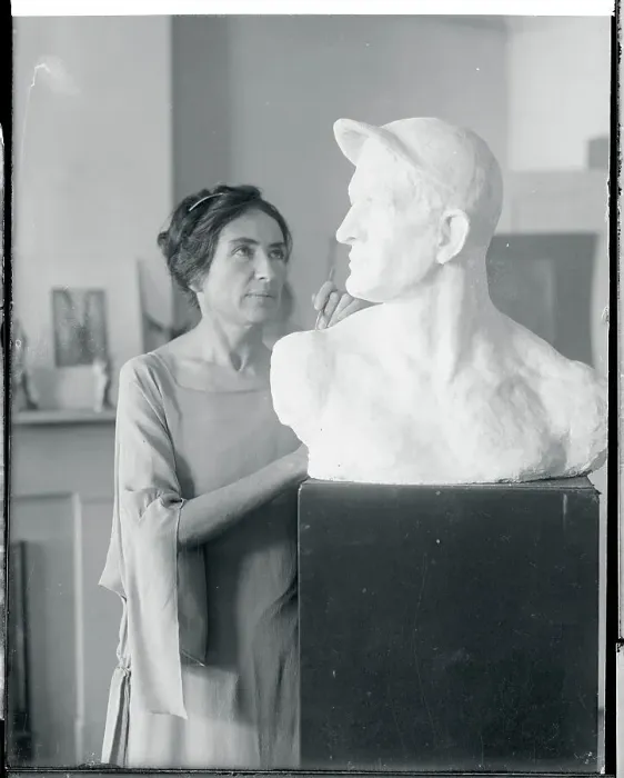 Framed Print : Gertrude Boyle Sculpting a Bust of Christy Mathewson