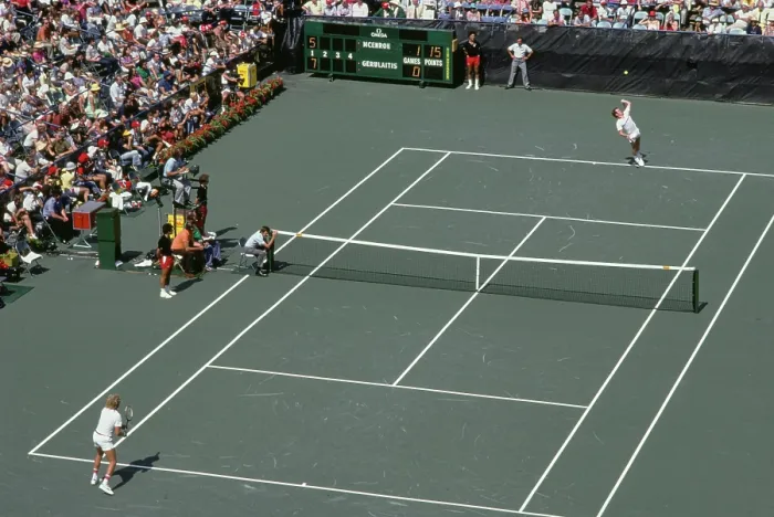Framed Print : Gerulaitis vs McEnroe Semi Final - US Open 1981 Framed Print : Gerulaitis vs McEnroe Semi Final - US Open 1981