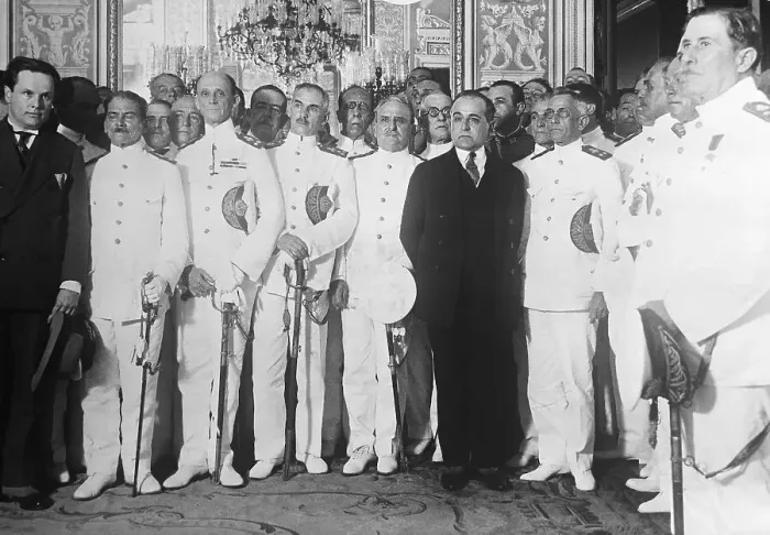 Framed Print : Getulio Vargas Standing with Military Officers Framed Print : Getulio Vargas Standing with Military Officers
