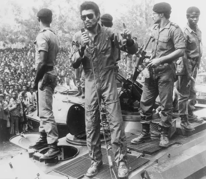 Framed Print : Ghana's Rebel Leader Rawlings Addressing Crowd Framed Print : Ghana's Rebel Leader Rawlings Addressing Crowd