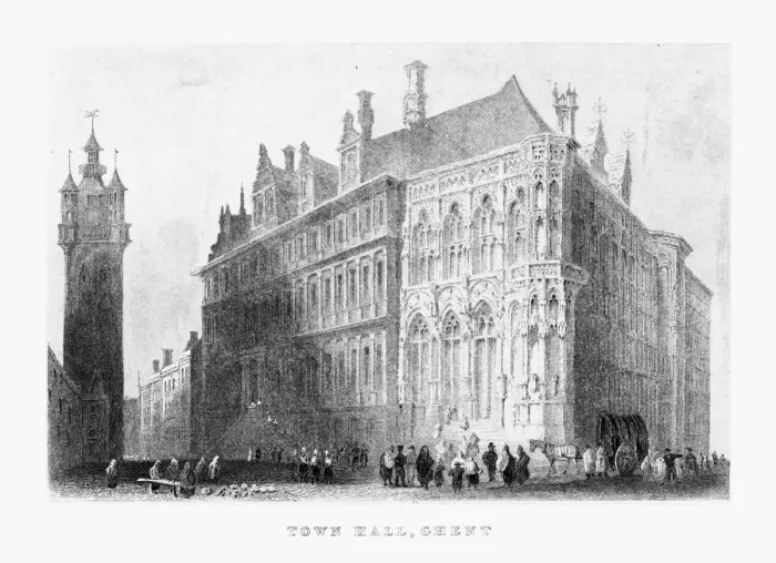 Framed Print : Ghent Town Hall, Ghent, Belgium Circa 1887